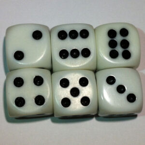 Dice Set - White Black Large (6 Dice)
